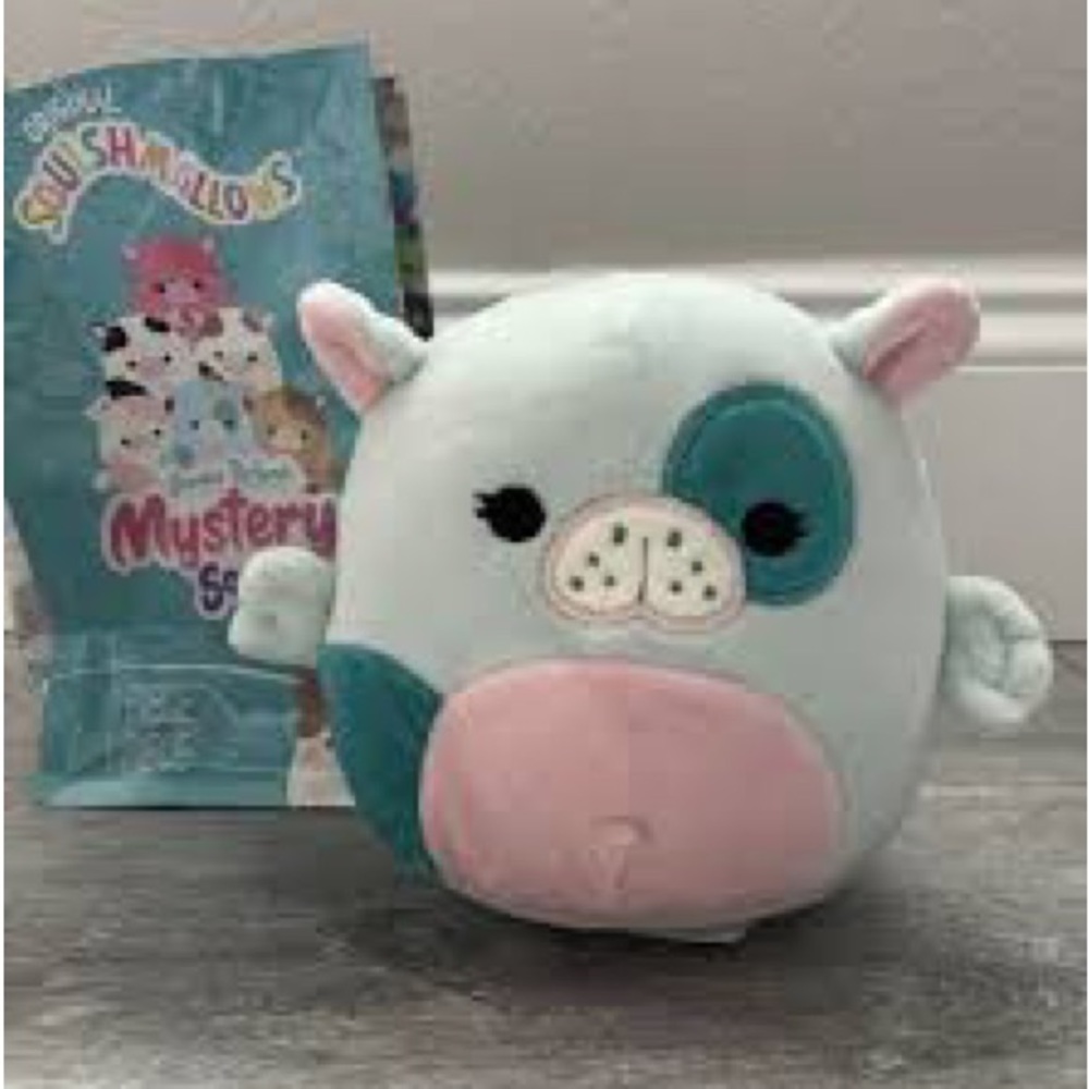 Squishmallow Sea Blue Cow 🐮, Blue & Pink, Scented Mystery Bag, 5” New